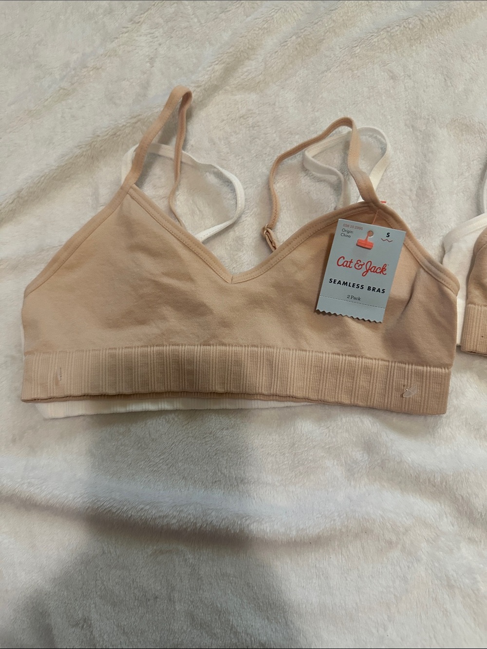 Cat & Jack™ 2pk Seamless Bras in White & Tan (4 total)